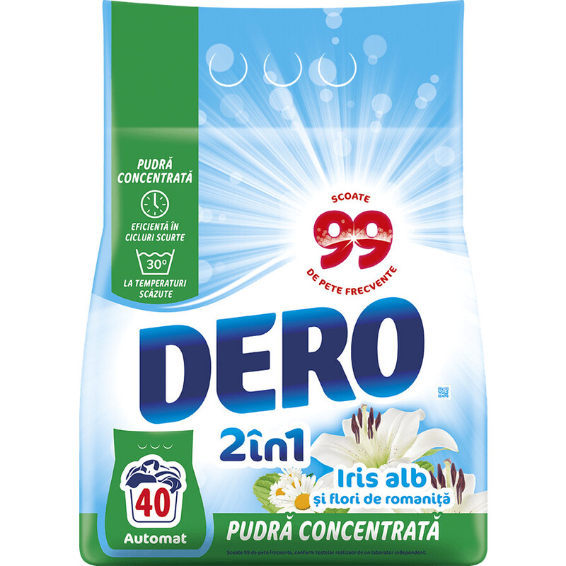 DERO AUTOMAT 3KG 2IN1 IRIS ALB 40SPALARI
